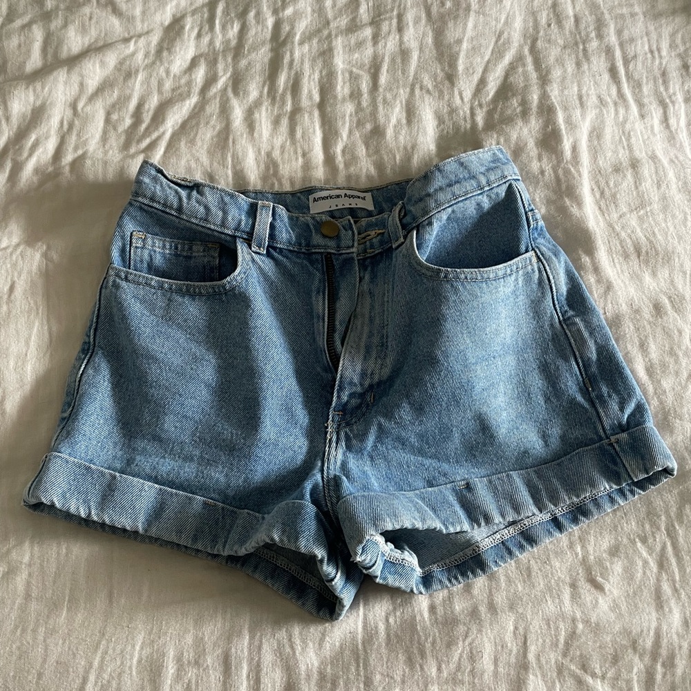 American apparel high waisted denim jean shorts